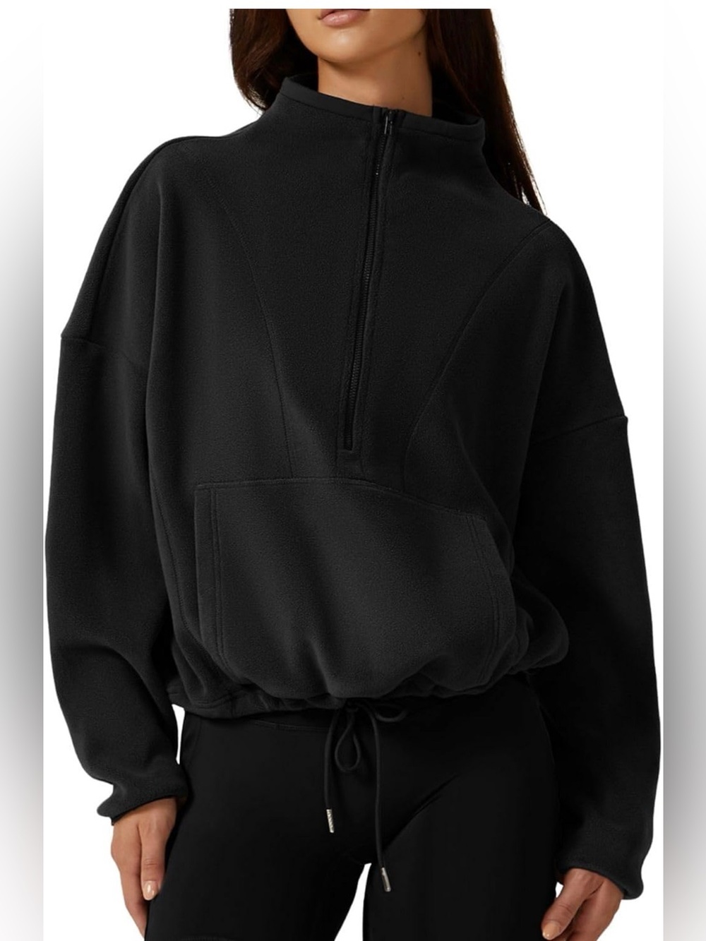 Women Half Zip Fleece Sweatshirt Mock Neck Long Sleeve Winter Cozy Pullover S